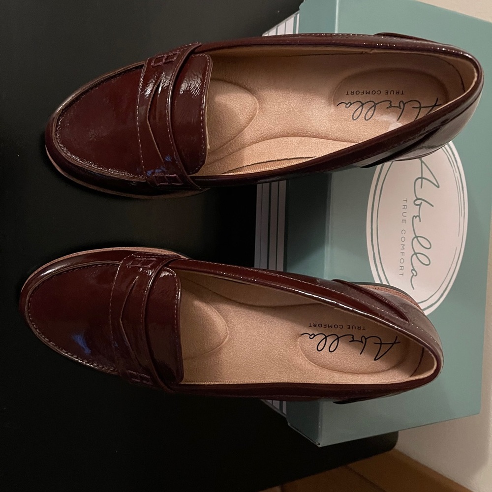 Burgundy patent loafers